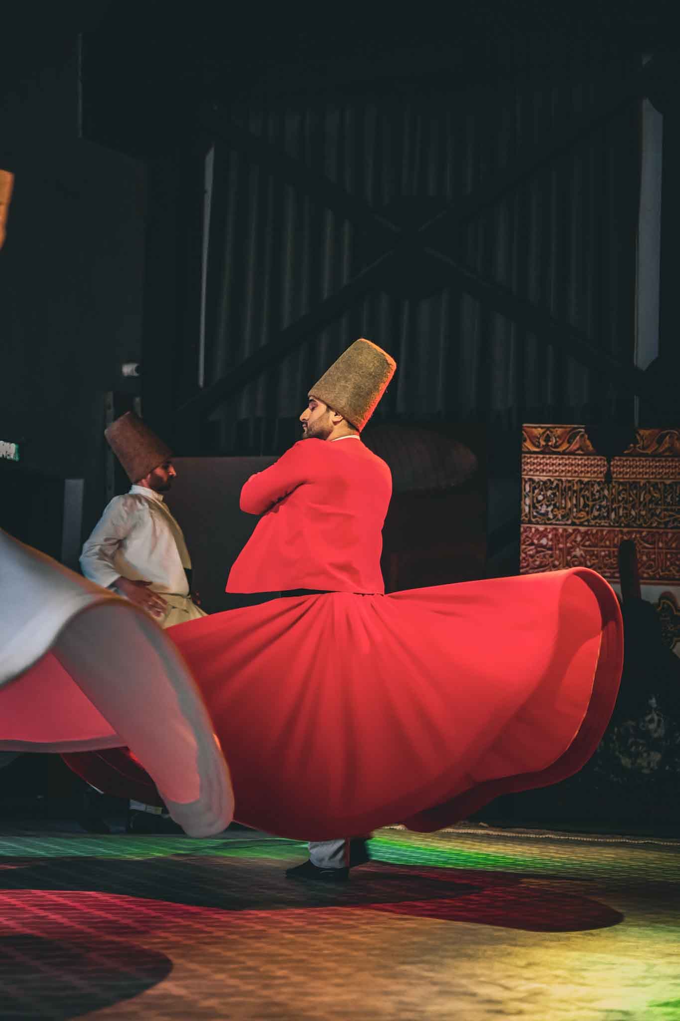 Traditional Sufi music instruments - Ney, kudüm and rebab accompanying the Whirling Dervish ceremony in Istanbul